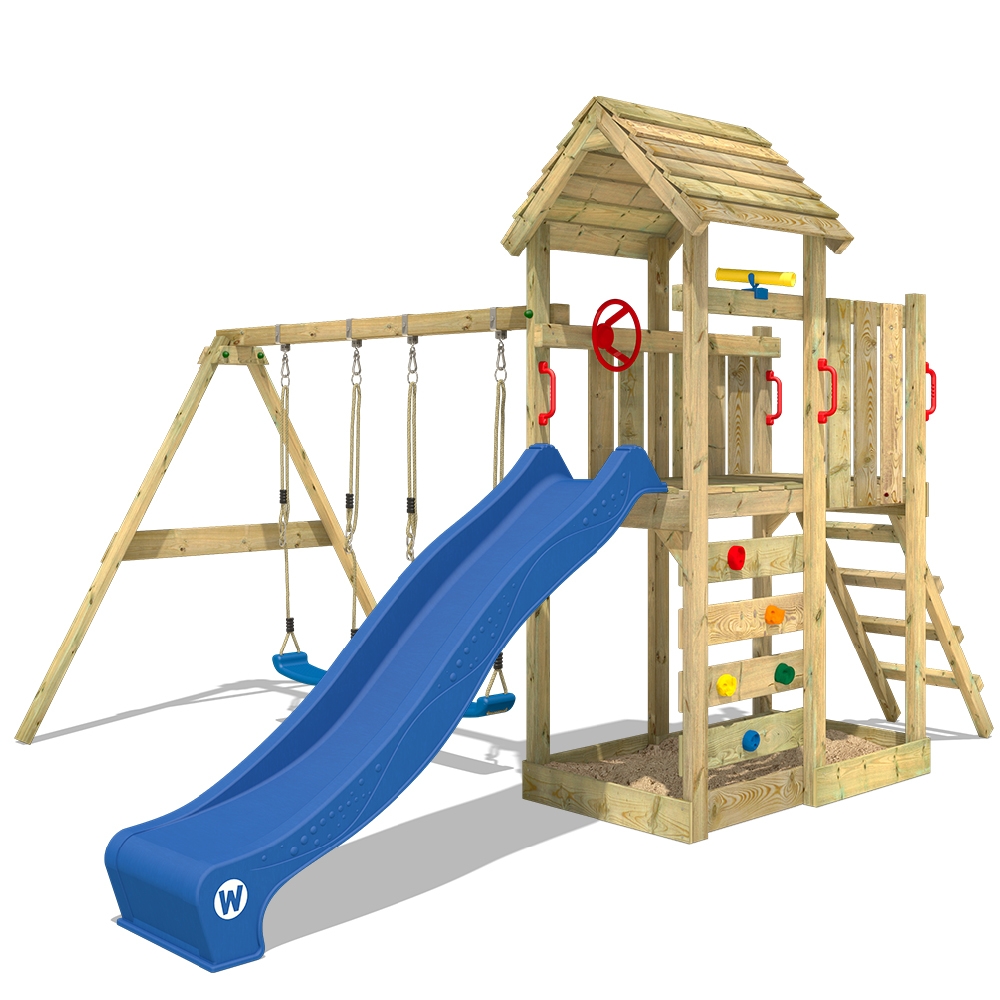 Image of Wickey Climbing frame with slide and wooden roof MultiFlyer DeLuxe